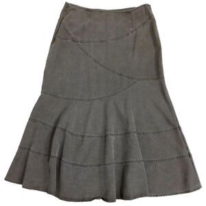 J.Jill Womens 8 Maxi Flair Skirt boho long lightweight denim charcoal gray